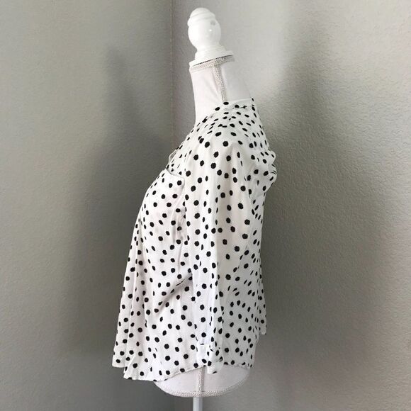 Anthro Maeve Women White Blouse Polka Dots Small - Picture 4 of 11
